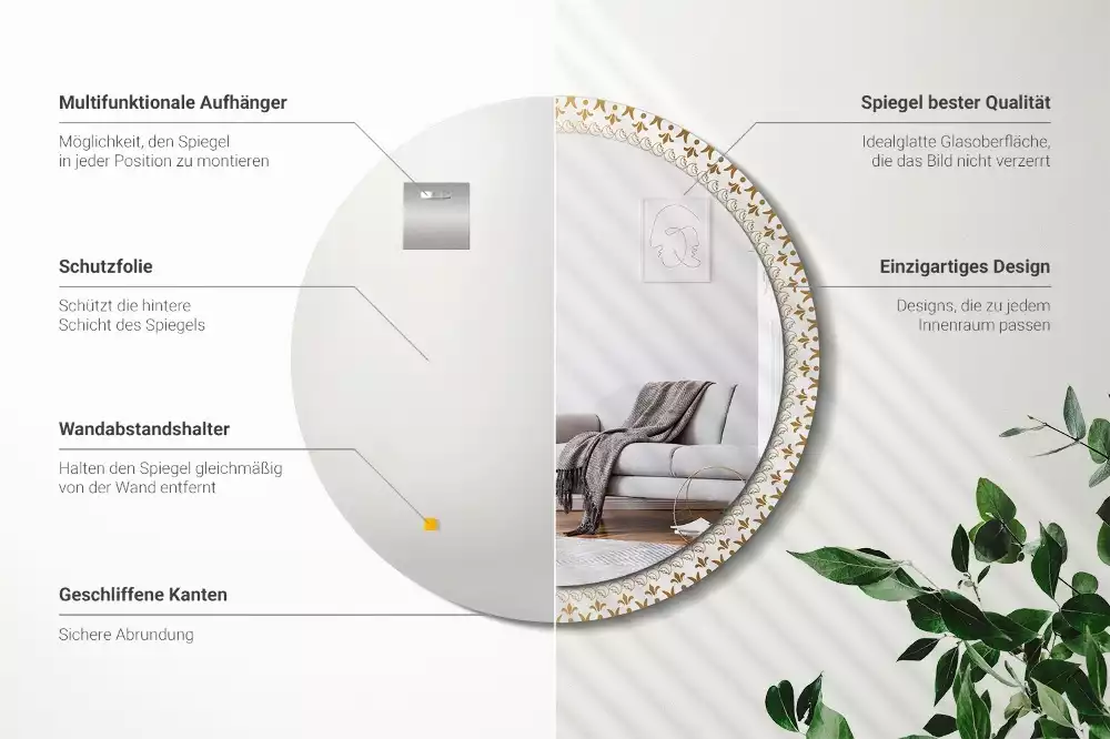 Miroir rond avec décoration Mandala indien