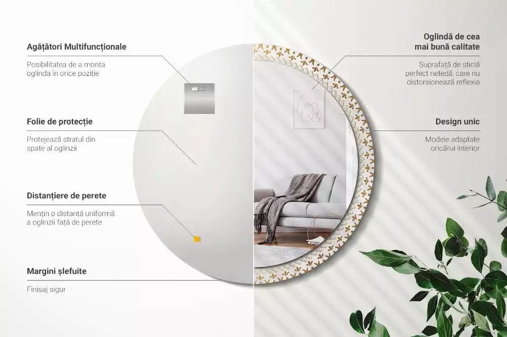 Miroir rond avec décoration Mandala indien