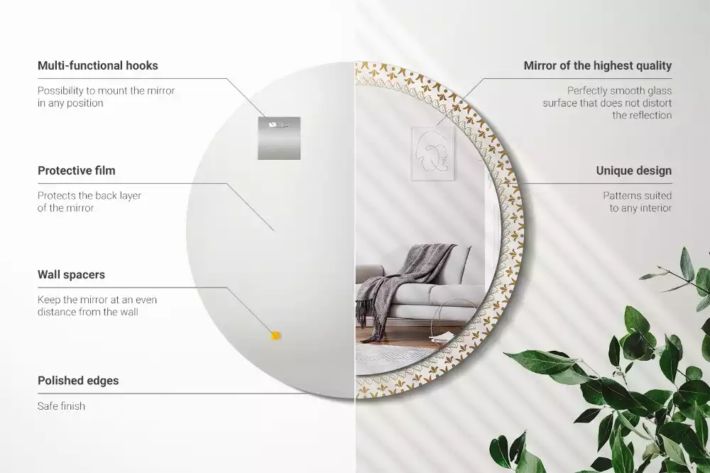 Miroir rond avec décoration Mandala indien