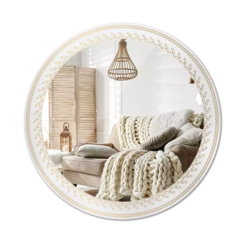 Miroir rond avec décoration Mandala indien