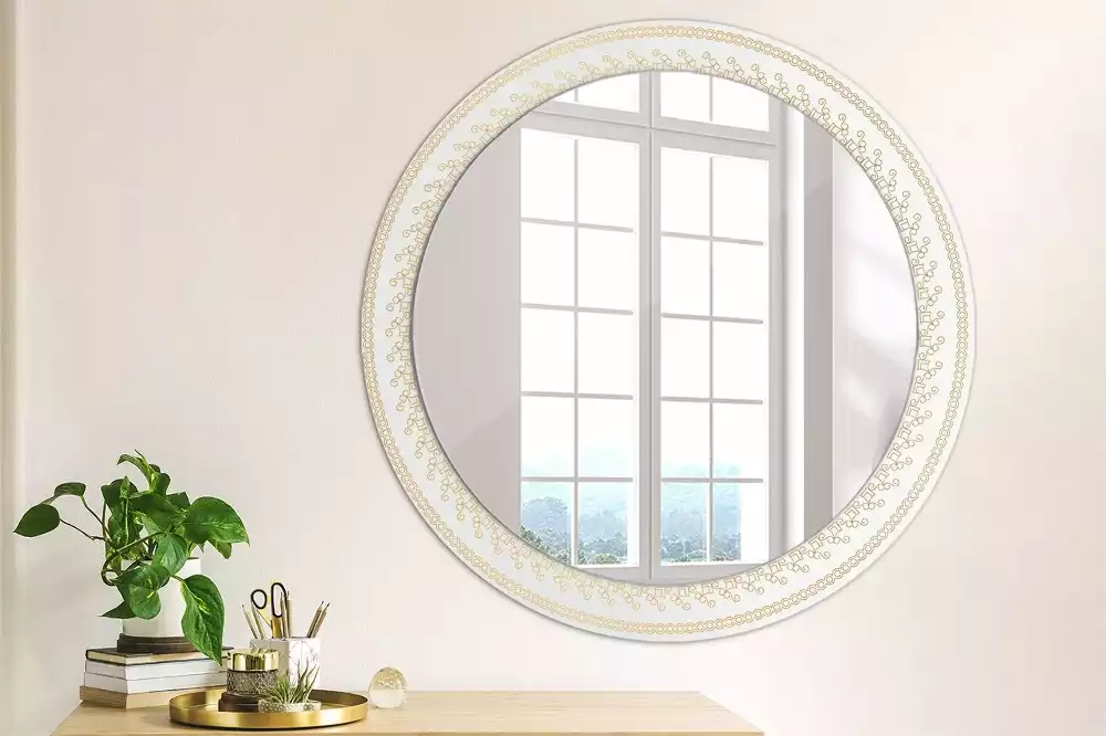 Miroir rond avec décoration Mandala indien