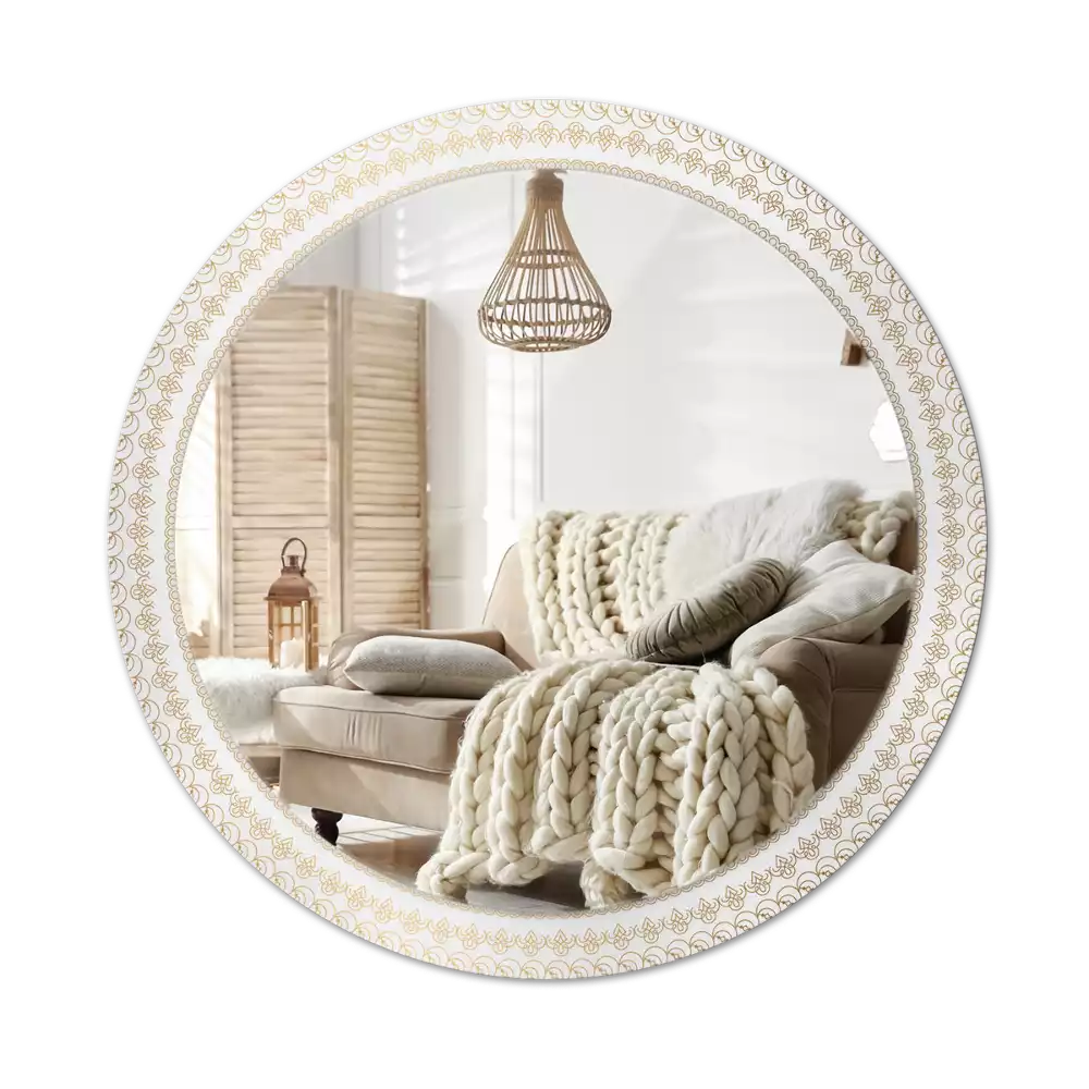 Miroir rond avec décoration Mandala indien