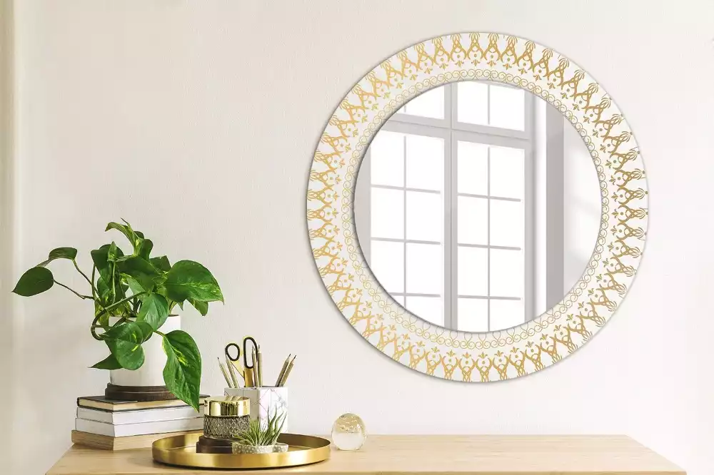 Miroir rond avec décoration Mandala indien
