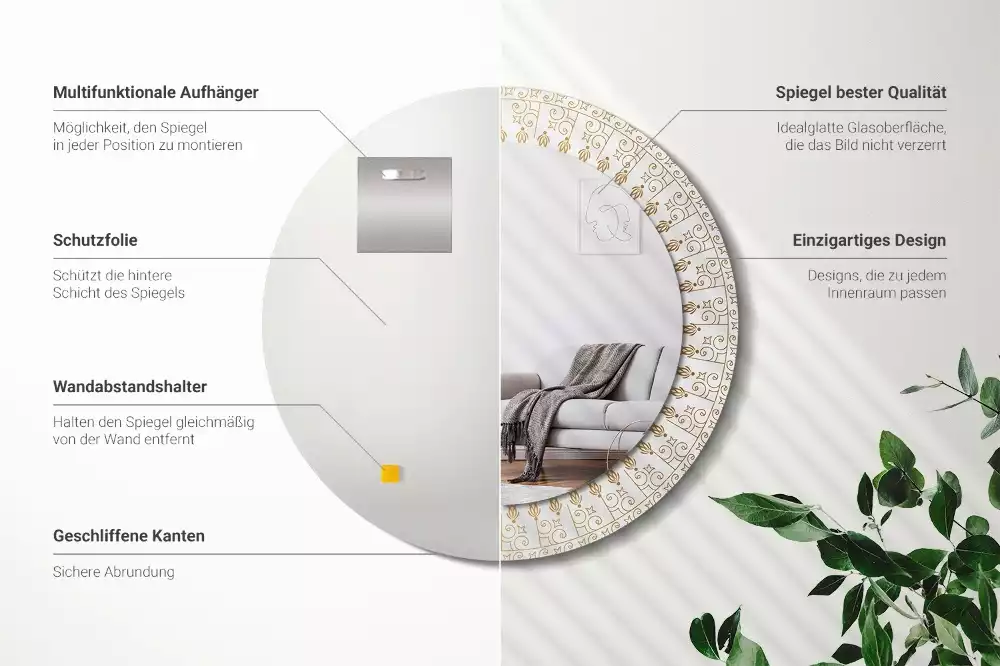 Miroir rond avec décoration Mandala indien