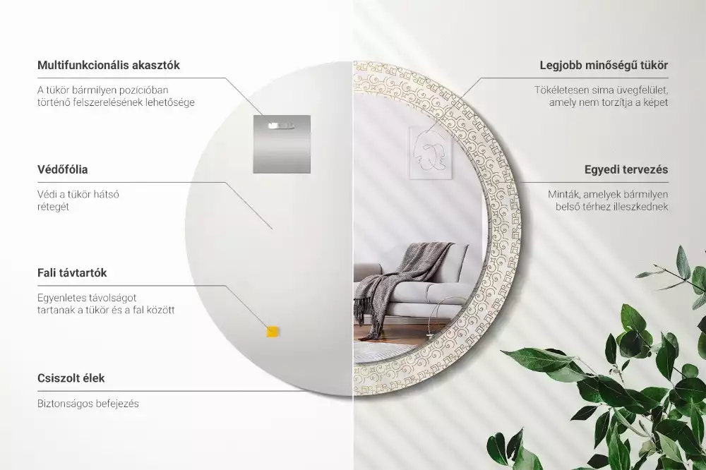 Miroir rond avec décoration Mandala indien