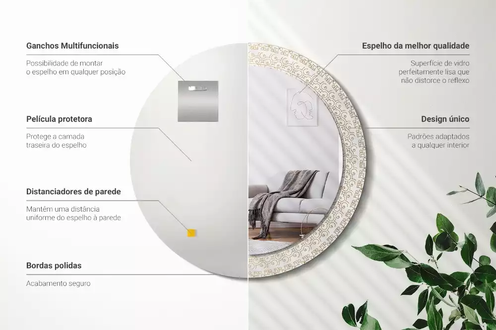 Miroir rond avec décoration Mandala indien