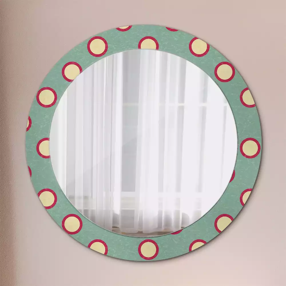 Miroir rond cadre avec impression Cercles en pois