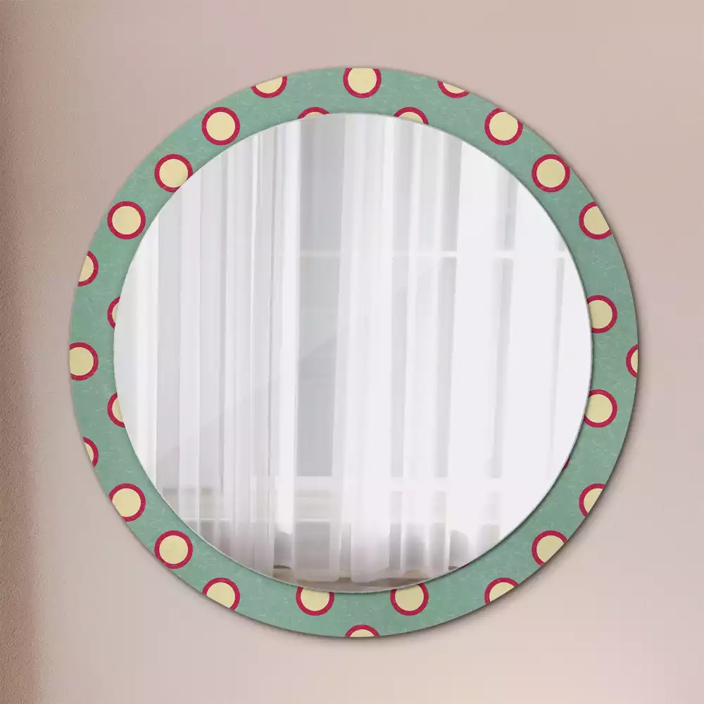 Miroir rond cadre avec impression Cercles en pois