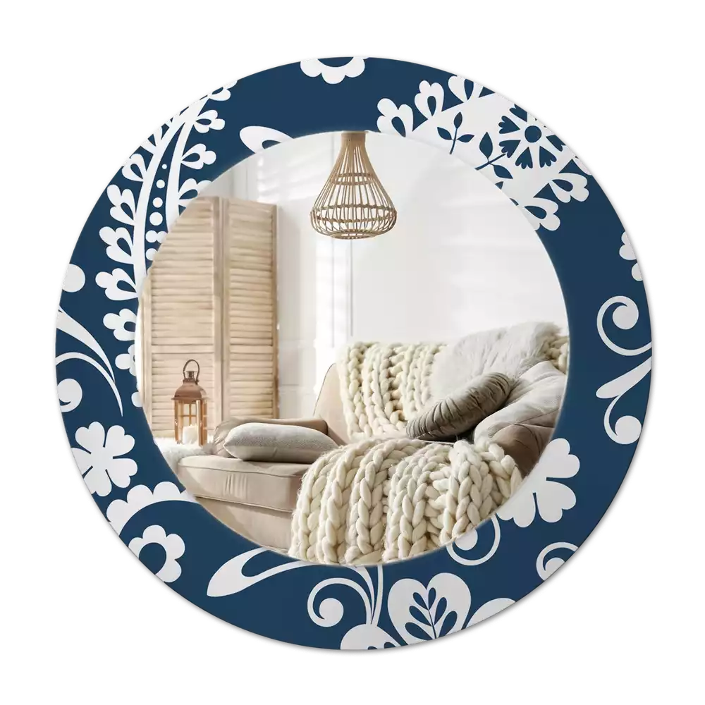 Miroir rond avec décoration Composition paisley