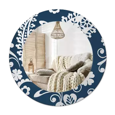 Miroir rond avec décoration Composition paisley