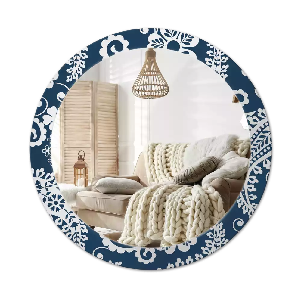 Miroir rond avec décoration Composition paisley