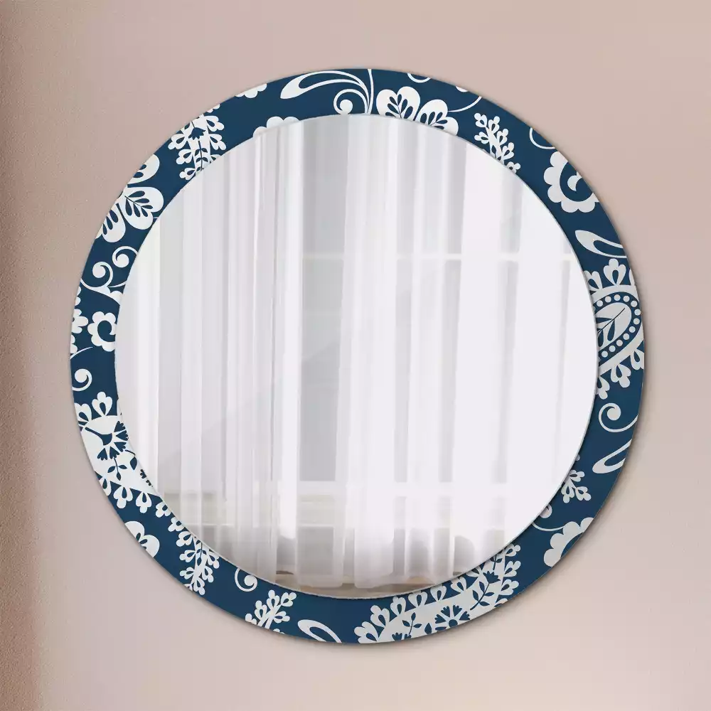 Miroir rond avec décoration Composition paisley
