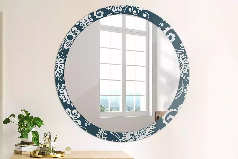 Miroir rond avec décoration Composition paisley