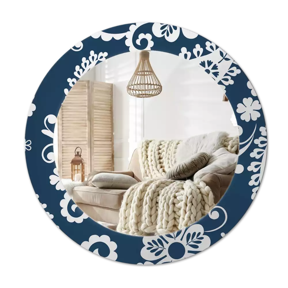 Miroir rond avec décoration Composition paisley