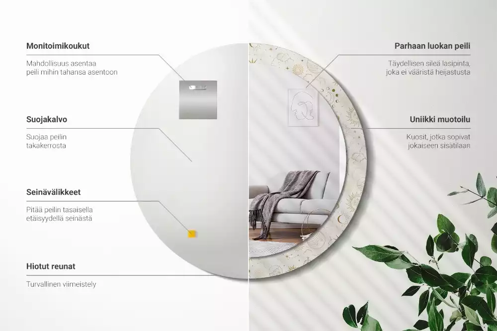 Miroir rond imprimé Motif mystique