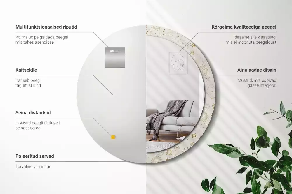 Miroir rond imprimé Motif mystique