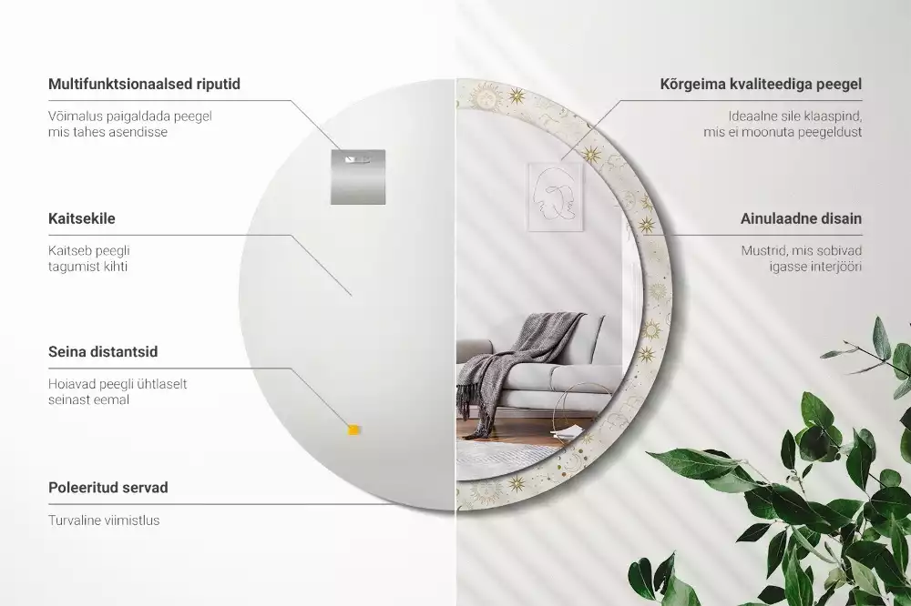 Miroir rond imprimé Motif mystique