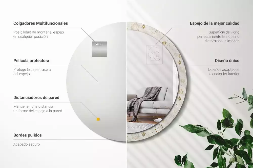 Miroir rond imprimé Motif mystique