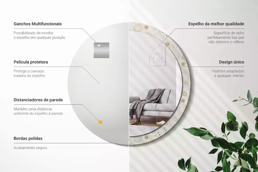 Miroir rond imprimé Motif mystique