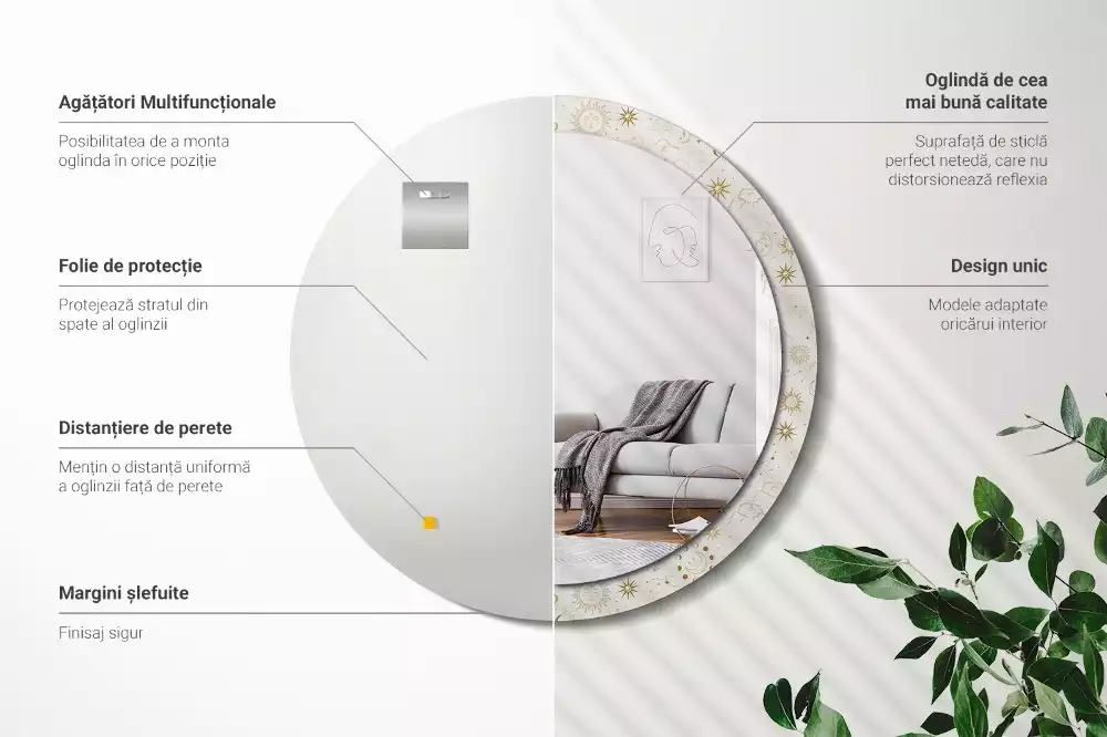 Miroir rond imprimé Motif mystique