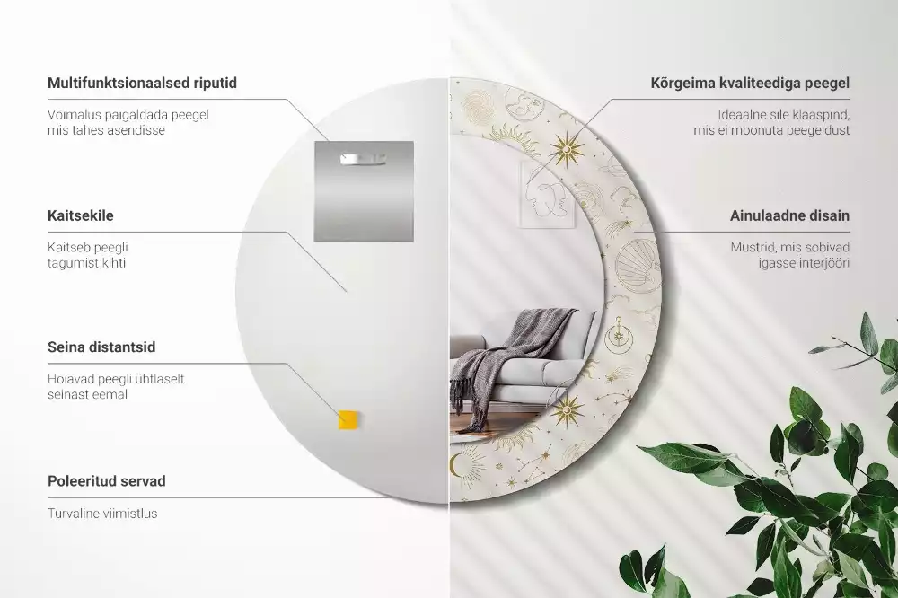 Miroir rond imprimé Motif mystique