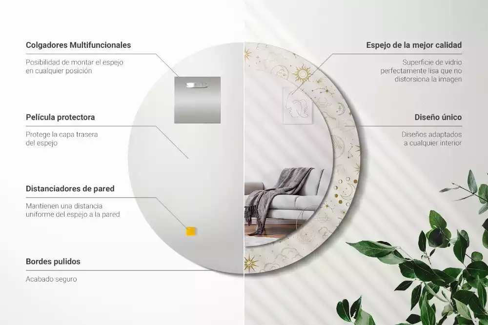 Miroir rond imprimé Motif mystique