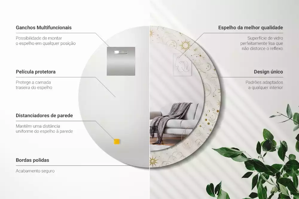 Miroir rond imprimé Motif mystique