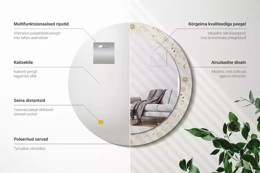 Miroir rond imprimé Motif mystique