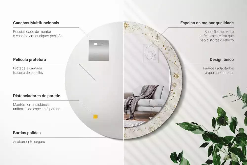 Miroir rond imprimé Motif mystique