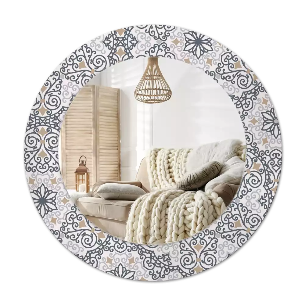 Miroir rond avec décoration Ornements géométriques