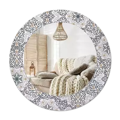 Miroir rond avec décoration Ornements géométriques