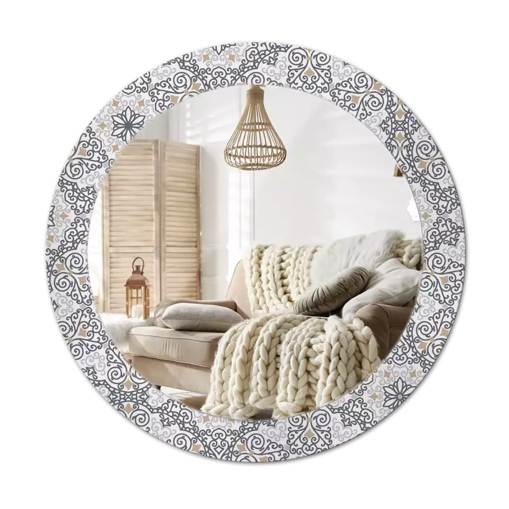 Miroir rond avec décoration Ornements géométriques