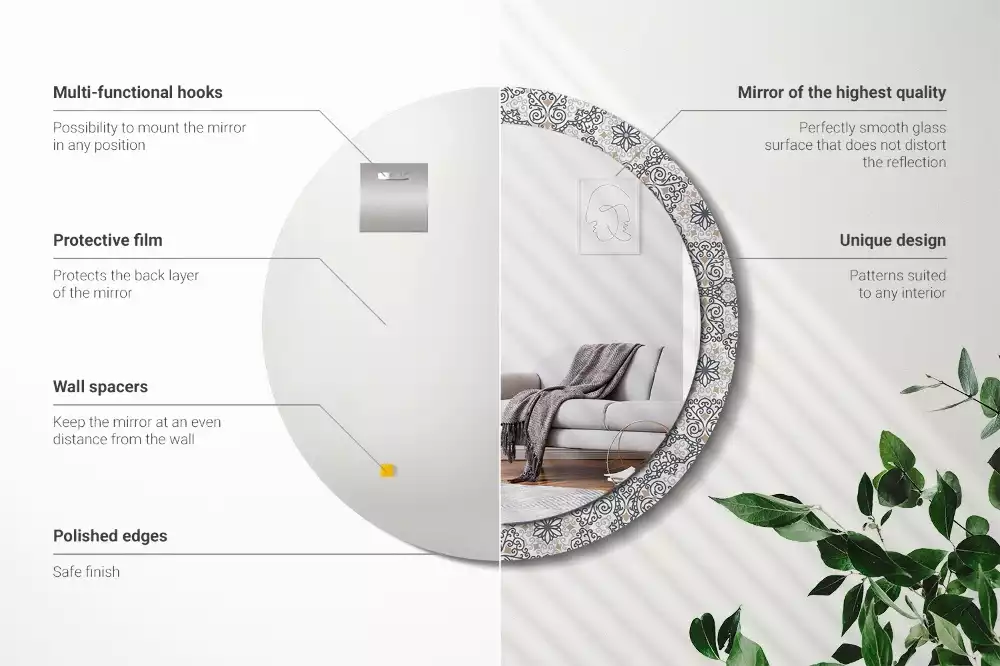 Miroir rond avec décoration Ornements géométriques