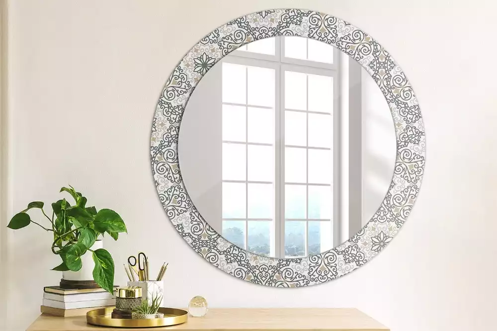 Miroir rond avec décoration Ornements géométriques
