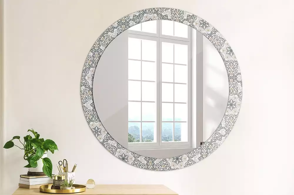 Miroir rond avec décoration Ornements géométriques