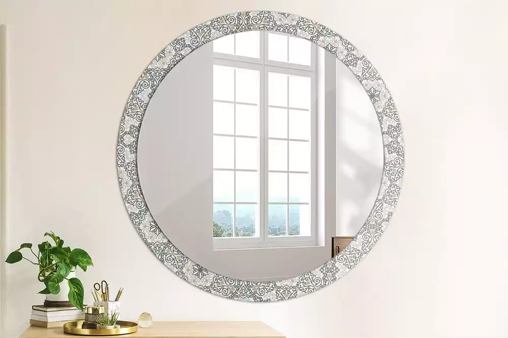 Miroir rond avec décoration Ornements géométriques