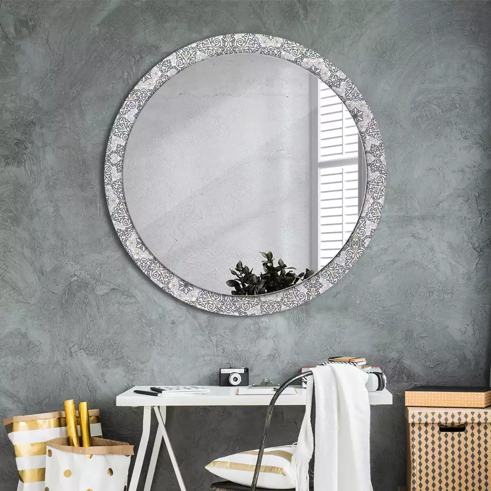 Miroir rond avec décoration Ornements géométriques