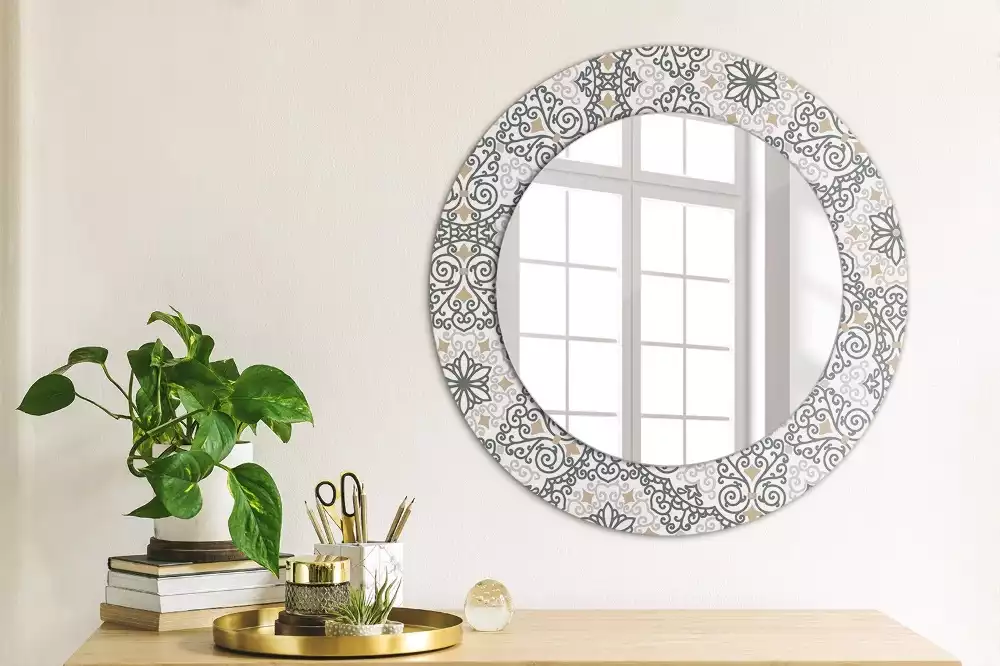 Miroir rond avec décoration Ornements géométriques