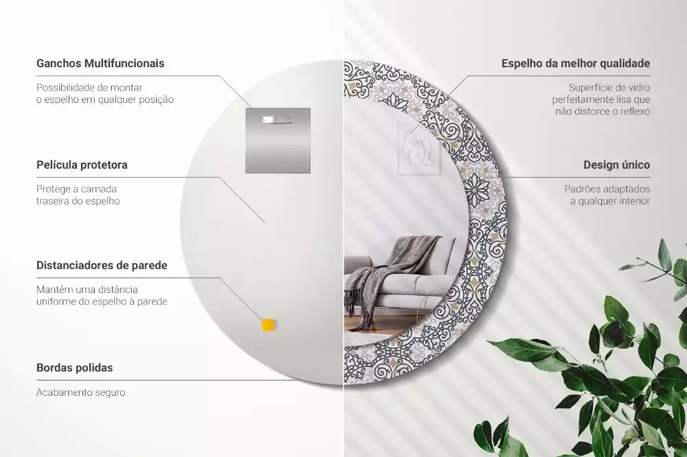 Miroir rond avec décoration Ornements géométriques