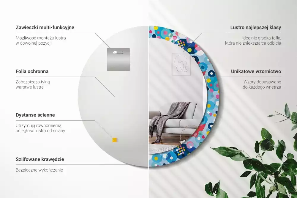 Miroir rond imprimé Cercles colorés