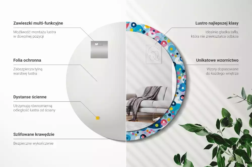 Miroir rond imprimé Cercles colorés