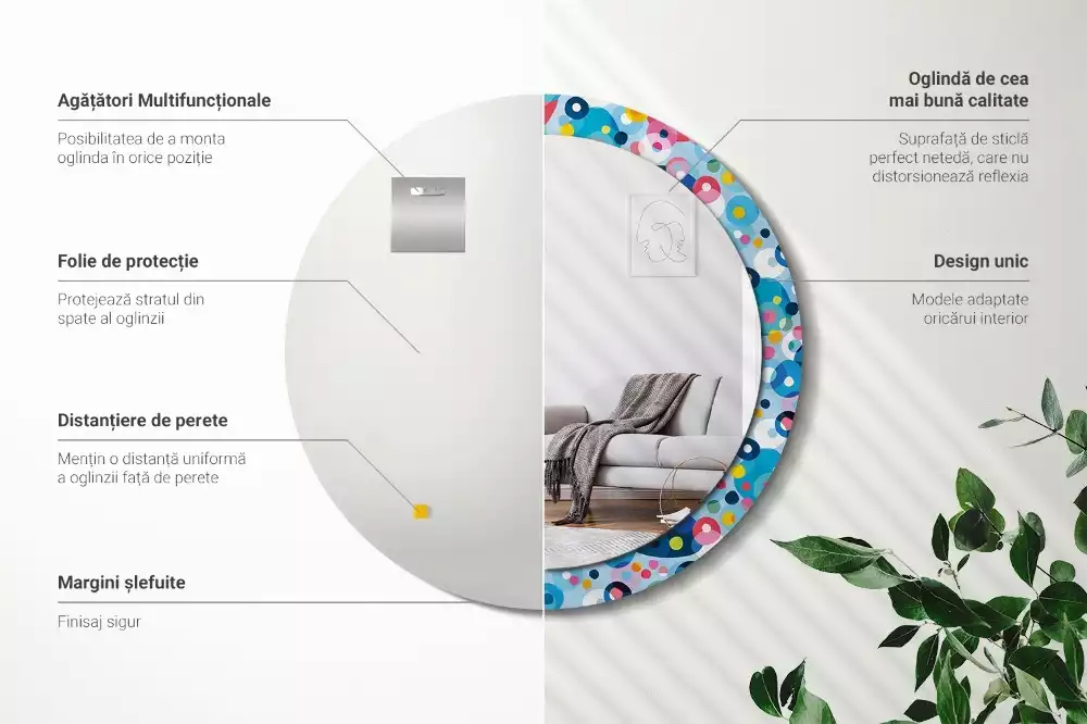 Miroir rond imprimé Cercles colorés