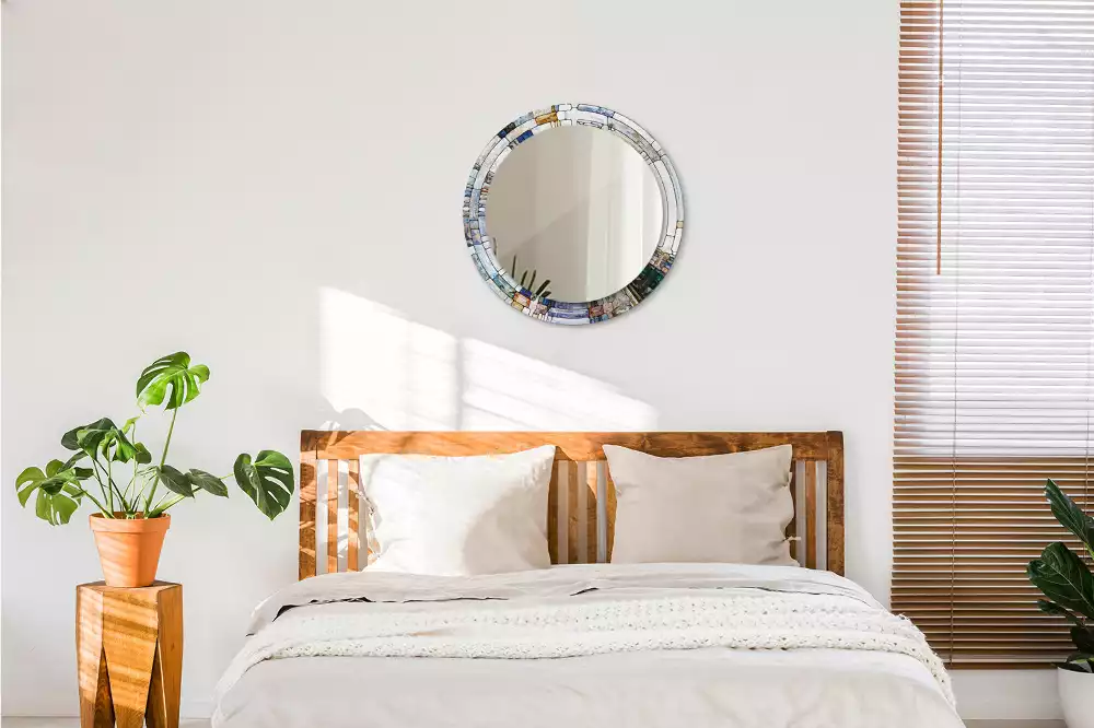 Miroir rond avec décoration Vitrail