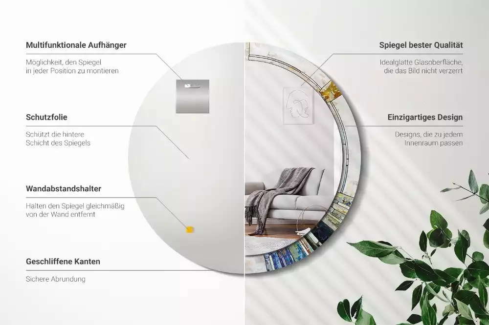 Miroir rond avec décoration Vitrail