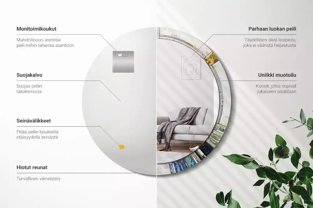 Miroir rond avec décoration Vitrail