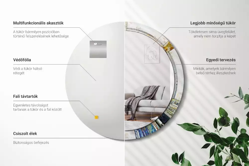 Miroir rond avec décoration Vitrail