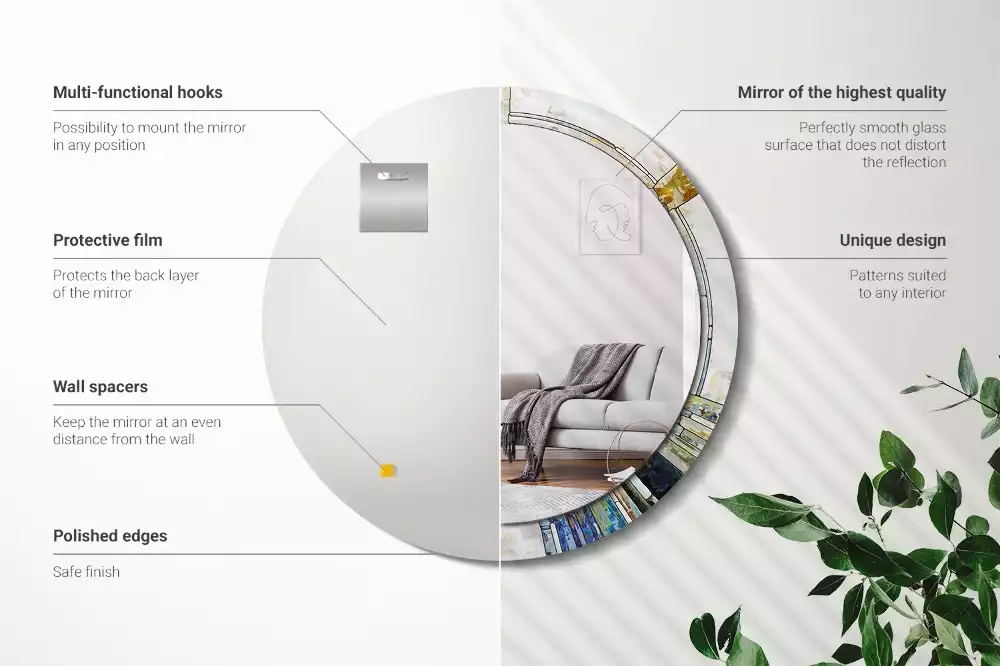 Miroir rond avec décoration Vitrail