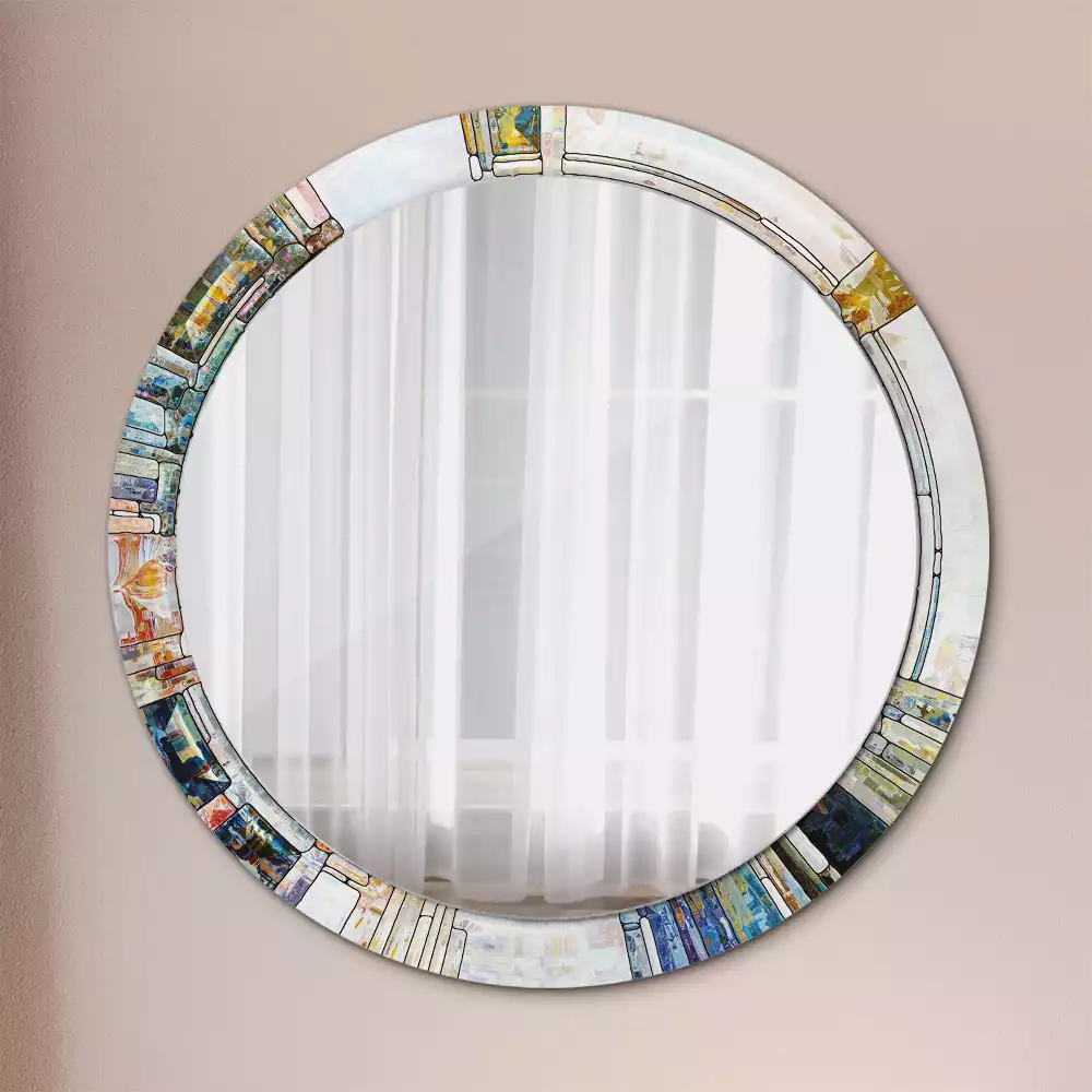 Miroir rond avec décoration Vitrail
