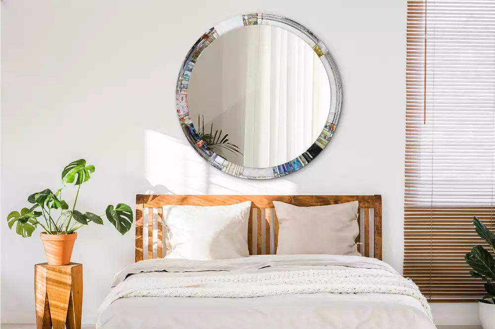 Miroir rond avec décoration Vitrail
