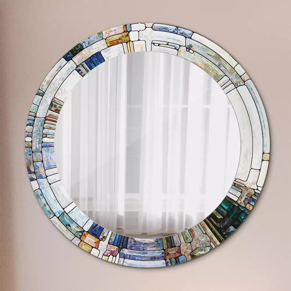 Miroir rond avec décoration Vitrail